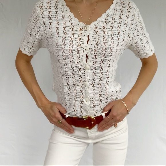 SOLD ❌ Crocheted top short sleeves size M vintage woman’s - Picture 3 of 12